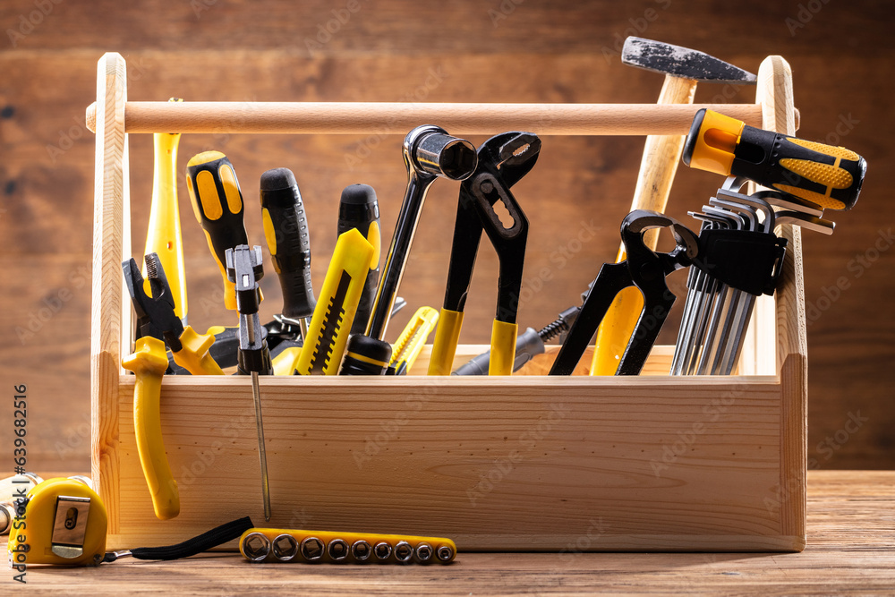 Wall mural Toolbox With Various Worktools