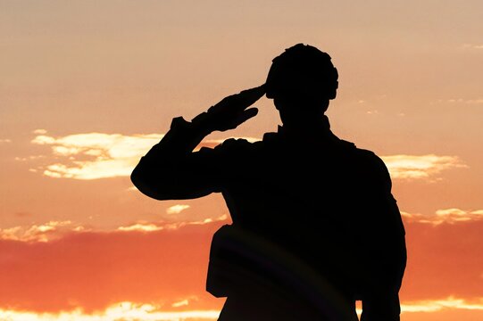 Soldier Saluting During Sunset