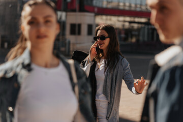 Brunette girl talking