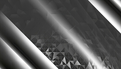 Black white abstract background. Geometric shape. Lines, triangles. 3d effect. Light, glow.