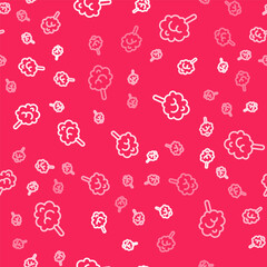 White line Cotton candy icon isolated seamless pattern on red background. Vector