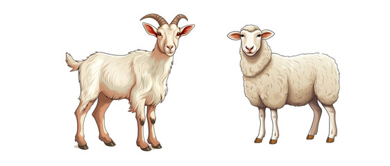 Cut out of two young sheep. png isolated on transparent background .