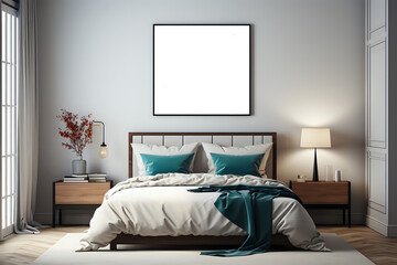 mockup for a picture on the wall in the bedroom above the bed