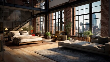 Apartment interior loft style generative ai