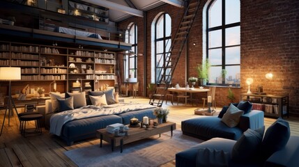 Apartment interior loft style generative ai