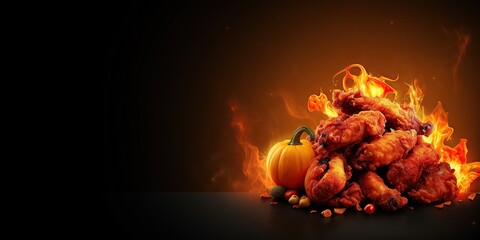 tasty wings promo, halloween advertisement, restaurant banner