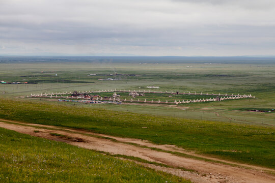 Aerial view of Erdene Zuu Monastery in Kharkhorin
