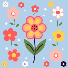 Artistic Spring Flower Cartoons: Leaves, Floral Bouquets, Flower Compositions, Cute, Minimalist, Seamless Pattern Styles Compilation.