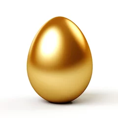 Foto auf Acrylglas Antireflex Gold egg on white background © oldesign