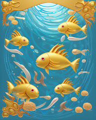 Fototapeta na wymiar An undersea world with fish and other sea creatures. 3D graphics. Generative AI