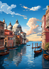 Fototapeta na wymiar Travel poster - Venice city landscape