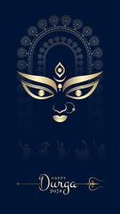 happy Durga puja illustrations. Durga Face. Subh Navratri