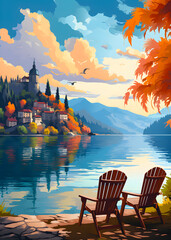 Travel Poster - Lake Bled Landscape in Slovenia