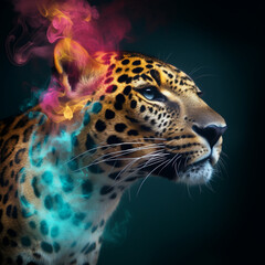 Multicolored Fantasy Wild Leopard in Abstract