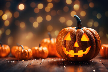 Halloween pumpkin on a beautiful lighting background