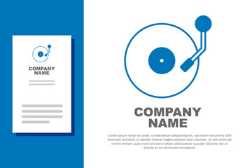 Blue Vinyl player with a vinyl disk icon isolated on white background. Logo design template element. Vector