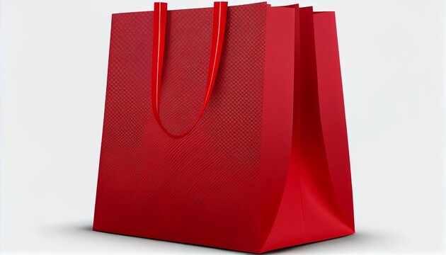 red shopping bag isolated on white background. Generative in ai