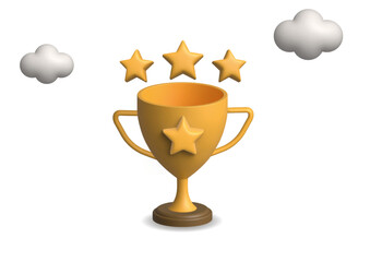 Awards web icons in 3D style. Winner, medal, trophy, server, reward, certificate, collection. 3D Vector illustration.
