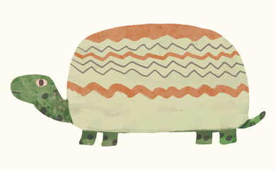 Turtle cartoon illustration , watercolor painting vector. cute animal artwork