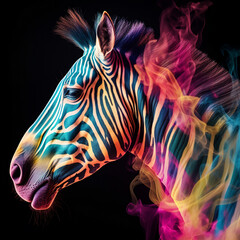 A Multicolored Fantasy Zebra in Abstract Splendor