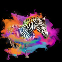 Fototapeta premium A Multicolored Fantasy Zebra in Abstract Splendor
