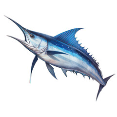 Atlantic blue marlin isolated on white created with Generative AI