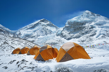Everest base camp. Mountain peak Everest - highest mountain in the world. National Park, Nepal - 639695397