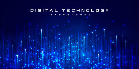 Digital technology internet network speed connection blue background, cyber nano information, abstract science communication, innovation futuristic tech data, Ai big data, lines dots illustration 3d