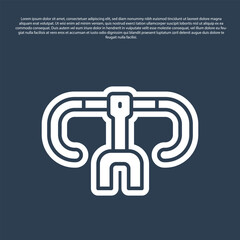 Blue line Bicycle handlebar icon isolated on blue background. Vector