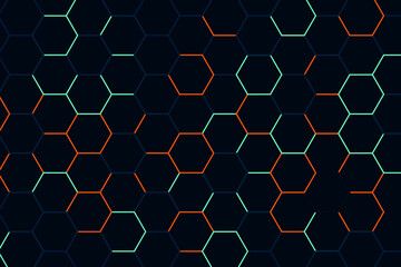 3D Abstract Pattern Honeycomb for Banner, Cover, Poster, Website, Placard, Advertising. Geometric Black Background Hexagon Grid. Design Future Flow Tech Vector illustration.