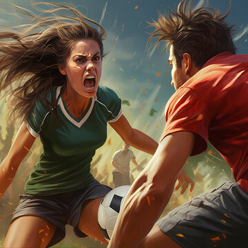 Illustration on the theme of equality between men and women in sport and the fight against discrimination
