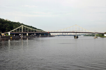 Bridge across the river Dnipro in Kyiv, Ukraine