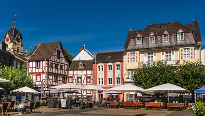 Euskirchen, Germany-View of the Historical City with the typical Half-timbered Houses and Blue Sky