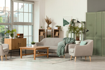 Interior of modern living room with sofa and coffee table