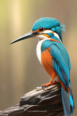 A vibrant Kingfisher perches on a slender branch