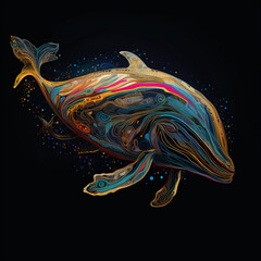 Obraz na płótnie Canvas A Multicolored Fantasy Whale in Abstract Reverie