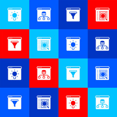 Set Browser window, Server, Data, and Search engine icon. Vector