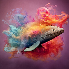A Multicolored Fantasy Whale in Abstract Reverie