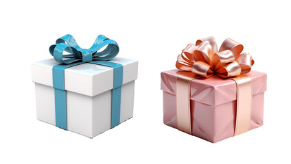 two set of gift box with ribbon  png isolated on transparent background .