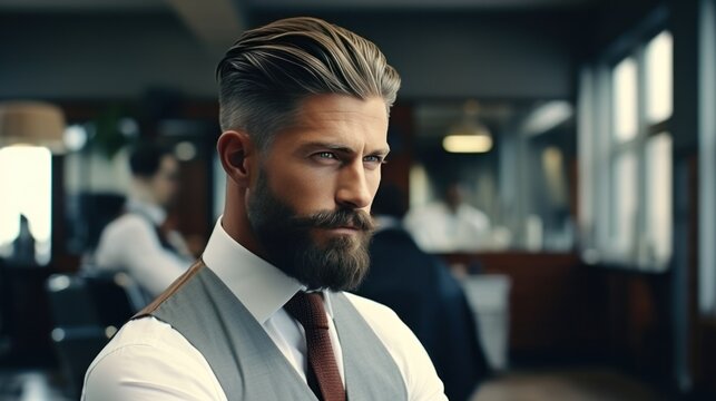 Handsome man in barbershop