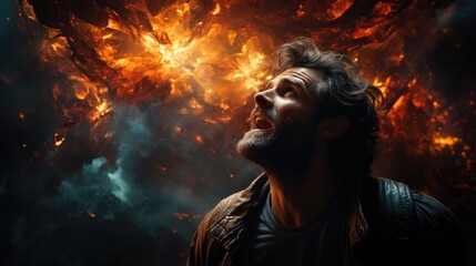 Scientist dreaming of a supernova explosion.