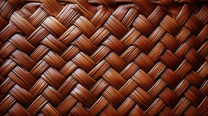 Natural Elegance: Closeup of Brown Woven Wicker Rattan Texture