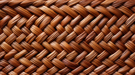 Natural Elegance: Closeup of Brown Woven Wicker Rattan Texture