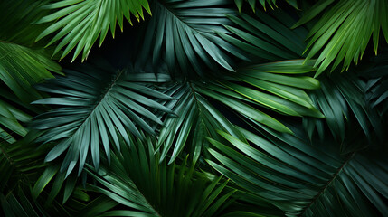 Radiant Greens: Closeup of Tropical Leaves. Palm Leaf Background