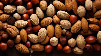 Nutty Medley: Background of Hazelnuts and Almonds