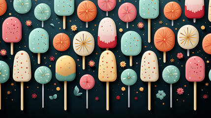 Popsicle Paradise: Colorful Ice Cream Popsicles with Sprinkles
