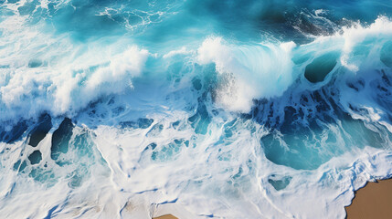 Coastal Splash: Top-View of Beach Waves