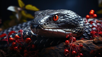 Fototapeta premium Snakes Serpentes are a suborder of the class of reptiles of the Scalyidae division venomous creature predator, fearsome and beautiful dangerous scales and skin .
