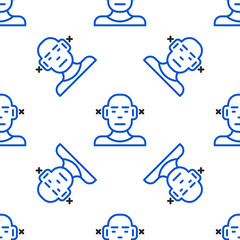 Line Deafness icon isolated seamless pattern on white background. Deaf symbol. Hearing impairment. Colorful outline concept. Vector