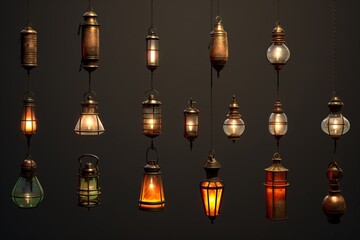 Lamp antique set. Generated AI.